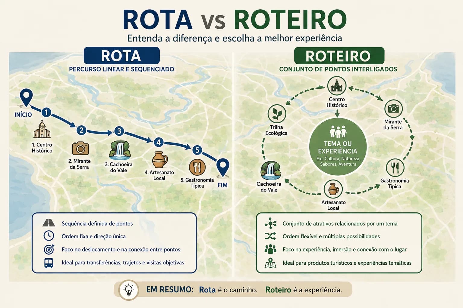 Rota ou roteiro turístico: qual a diferença e quando usar cada um